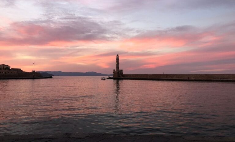 Sunset Chania Old Harbor Chania Boat Rentals Loutro & Sfakia 1200x726